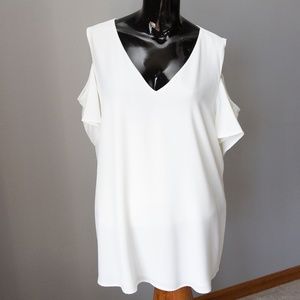 Calvin Klein Cream Colored Cold Shoulder Top, NWOT, Size XL